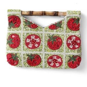 Viral Handcrafted in India Embroidered Beaded Tomato Clutch Bag Purse